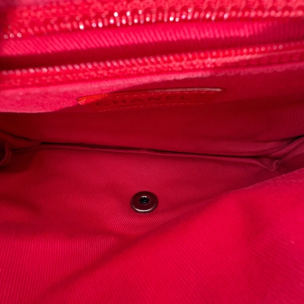 CHANEL Red Suede Whipstitched Classic Flap Medium SHW - Picture 13 of 17